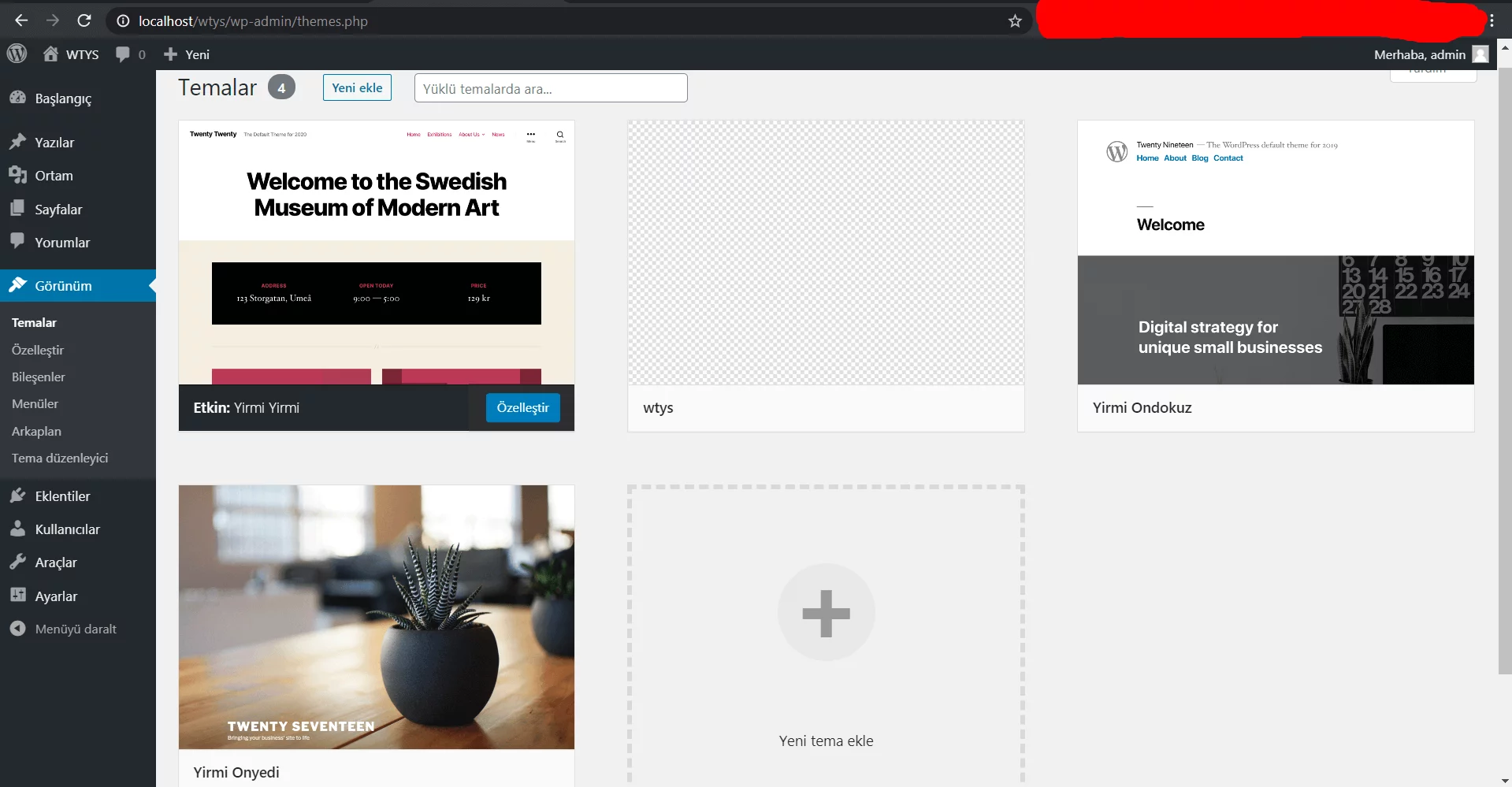 wordpress proje klasörü oluşturma
