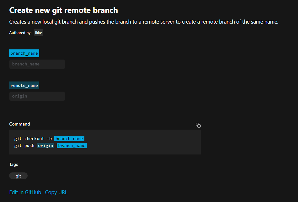 Create new git remote branch min